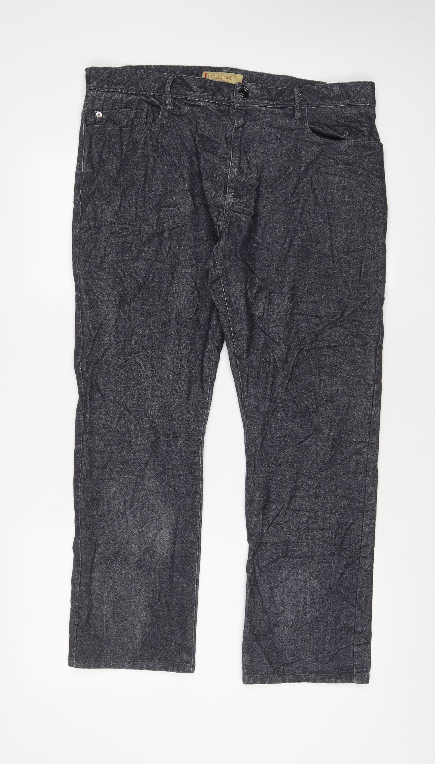 Marks and Spencer Mens Blue Cotton Trousers Size 36 in L29 in Regular Zip - Short Leg, Pockets