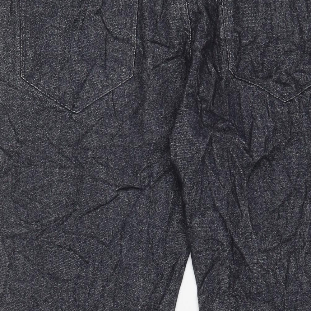 Marks and Spencer Mens Blue Cotton Trousers Size 36 in L29 in Regular Zip - Short Leg, Pockets