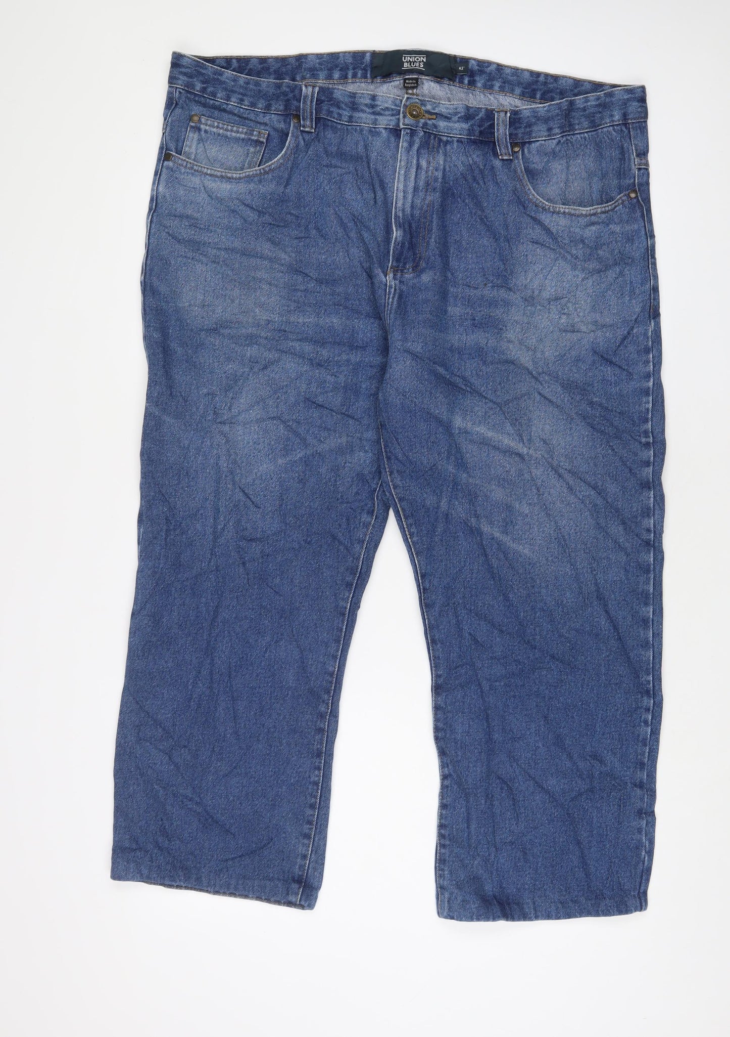 Union Blues Mens Blue Cotton Straight Jeans Size 42 in L26 in Regular Zip