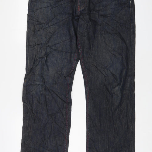 Rockport Mens Blue Cotton Straight Jeans Size 34 in L32 in Regular Button