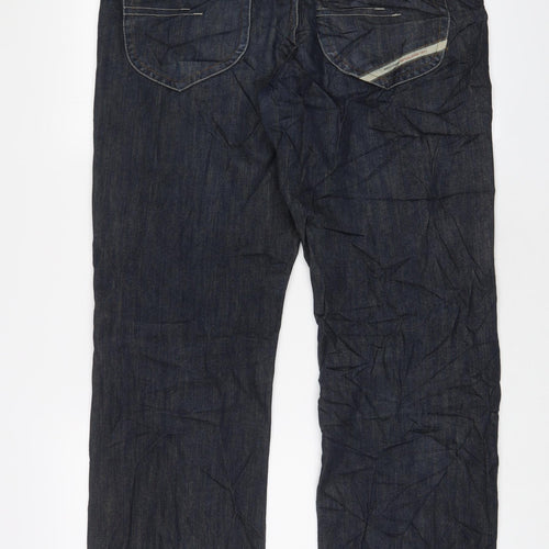 Rockport Mens Blue Cotton Straight Jeans Size 34 in L32 in Regular Button