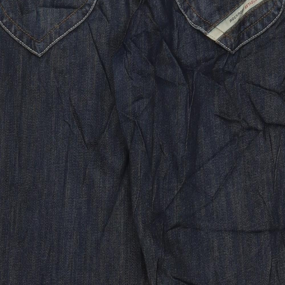 Rockport Mens Blue Cotton Straight Jeans Size 34 in L32 in Regular Button