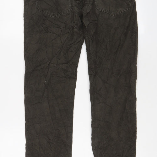 Marks and Spencer Mens Green Cotton Trousers Size 32 in L31 in Slim Zip