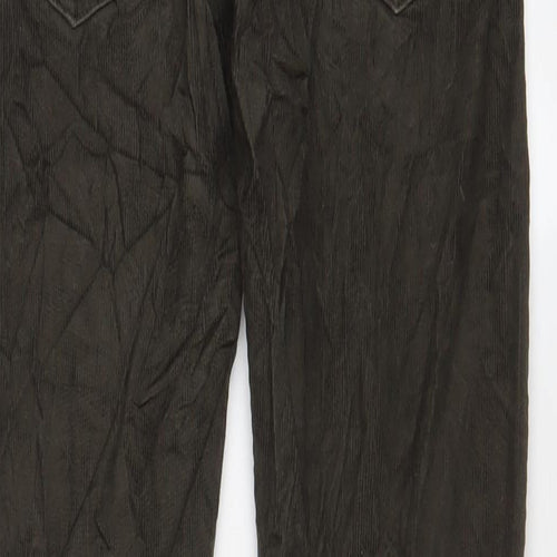 Marks and Spencer Mens Green Cotton Trousers Size 32 in L31 in Slim Zip