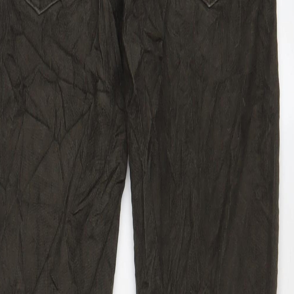Marks and Spencer Mens Green Cotton Trousers Size 32 in L31 in Slim Zip