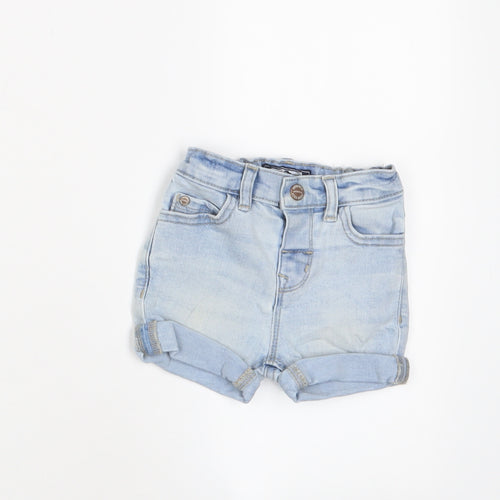 NEXT Girls Blue Cotton Cropped Trousers Size 3-6 Months Zip - Adjustable waist