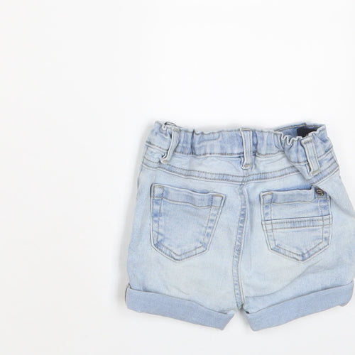 NEXT Girls Blue Cotton Cropped Trousers Size 3-6 Months Zip - Adjustable waist