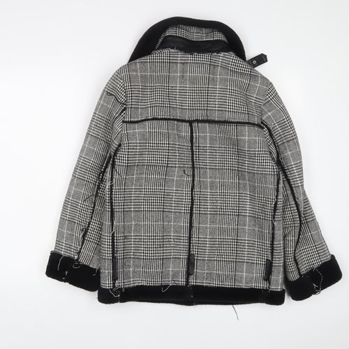 Voyelles Womens Grey Plaid Jacket Size 8 Zip - Zip Pockets