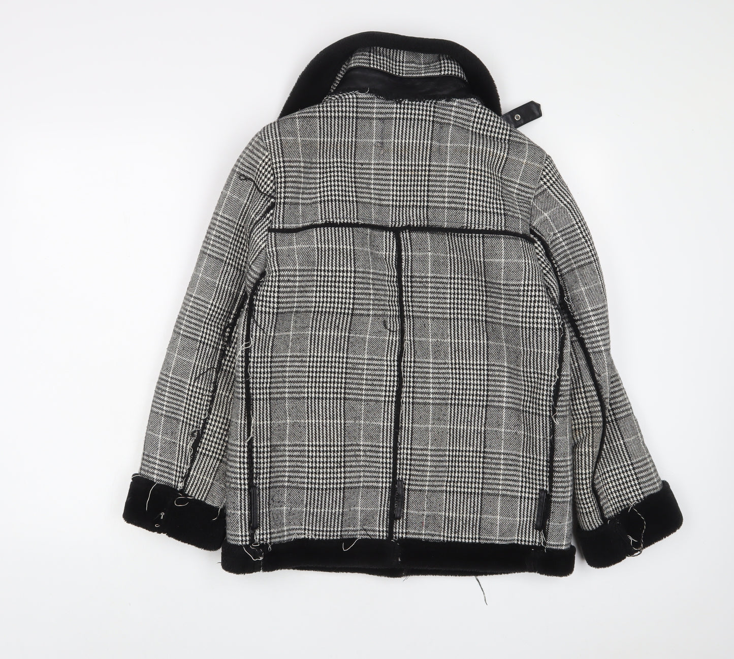 Voyelles Womens Grey Plaid Jacket Size 8 Zip - Zip Pockets