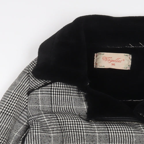 Voyelles Womens Grey Plaid Jacket Size 8 Zip - Zip Pockets