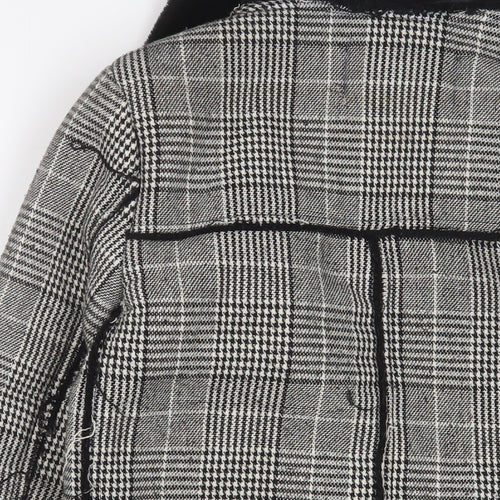 Voyelles Womens Grey Plaid Jacket Size 8 Zip - Zip Pockets