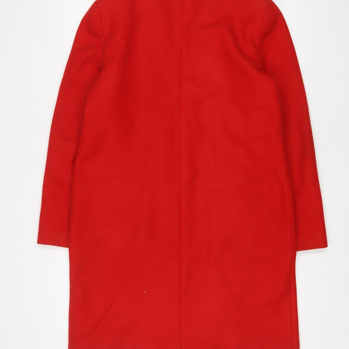 Miss Selfridge Womens Red Overcoat Coat Size 12 Button - Pockets