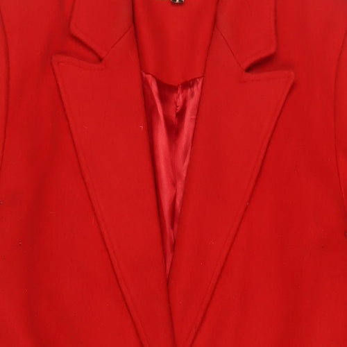 Miss Selfridge Womens Red Overcoat Coat Size 12 Button - Pockets