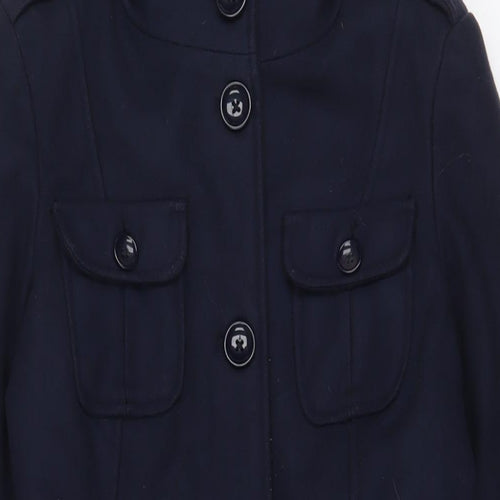 Gap Womens Blue Overcoat Coat Size M Button - Pockets