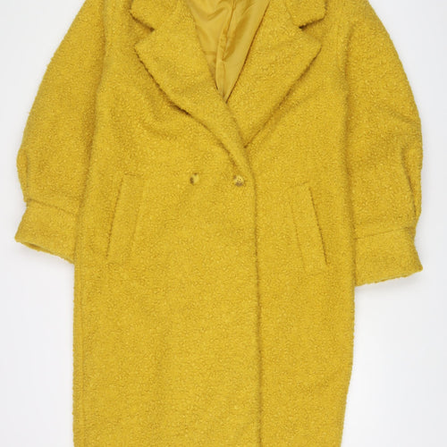 Threadbare Womens Yellow Overcoat Coat Size 10 Button