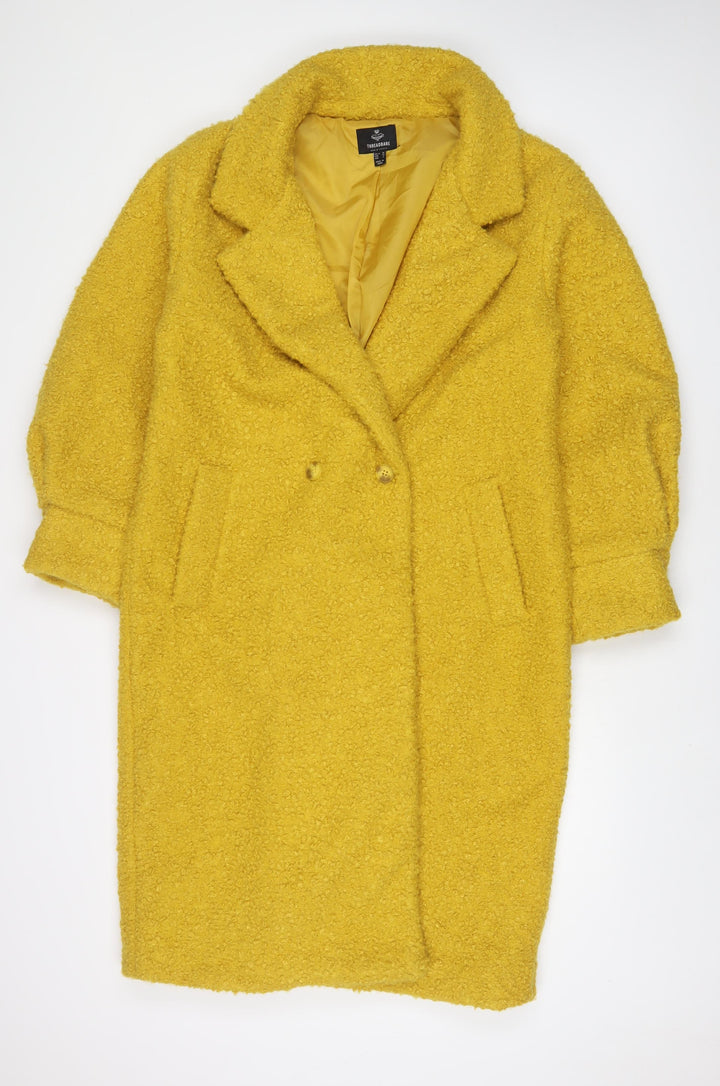 Threadbare Womens Yellow Overcoat Coat Size 10 Button