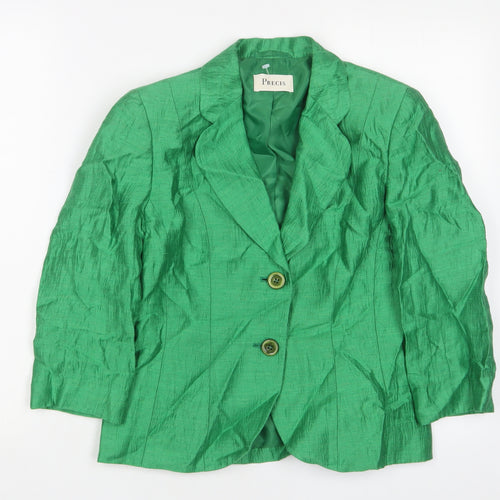 Precis Womens Green Jacket Blazer Size 8 Button