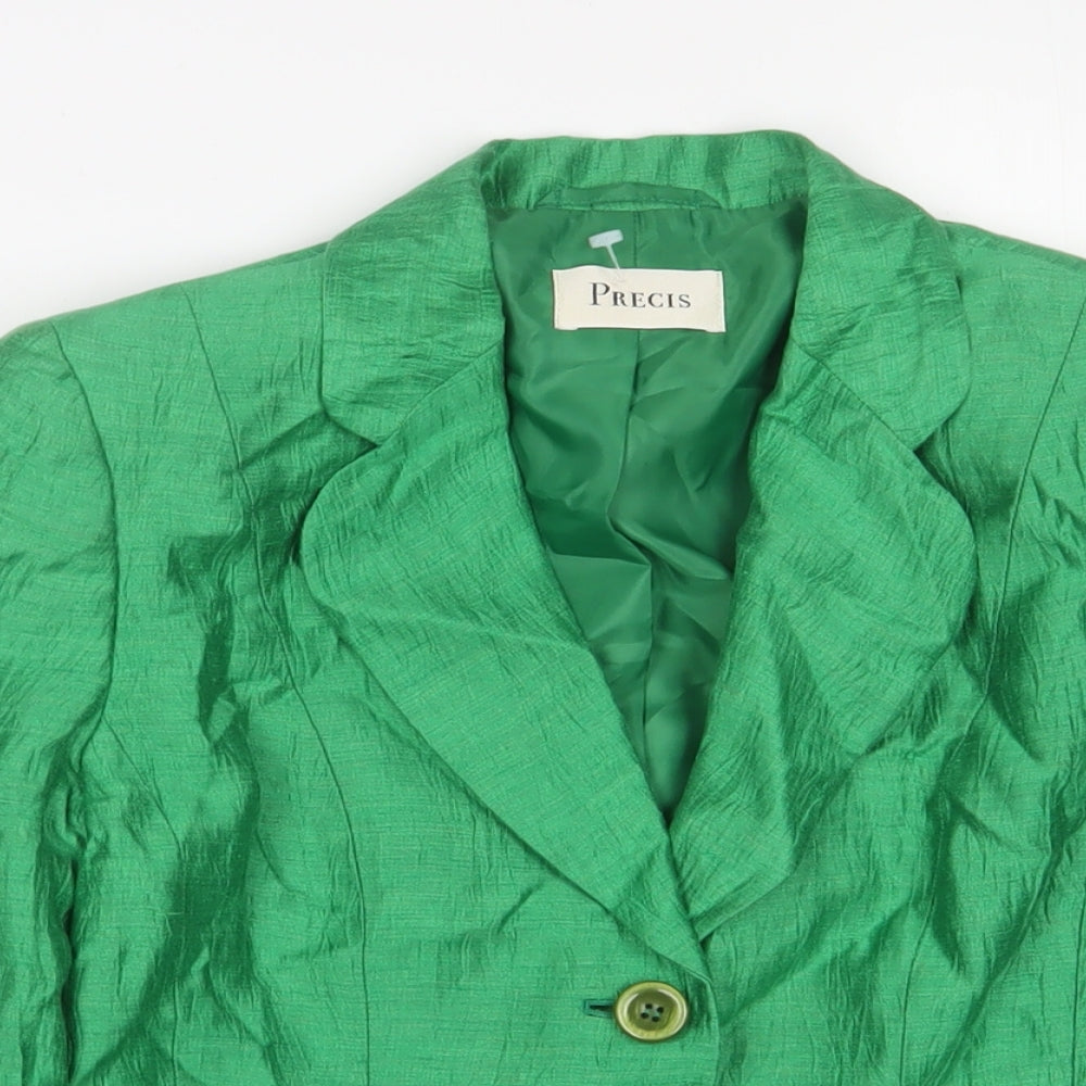 Precis Womens Green Jacket Blazer Size 8 Button