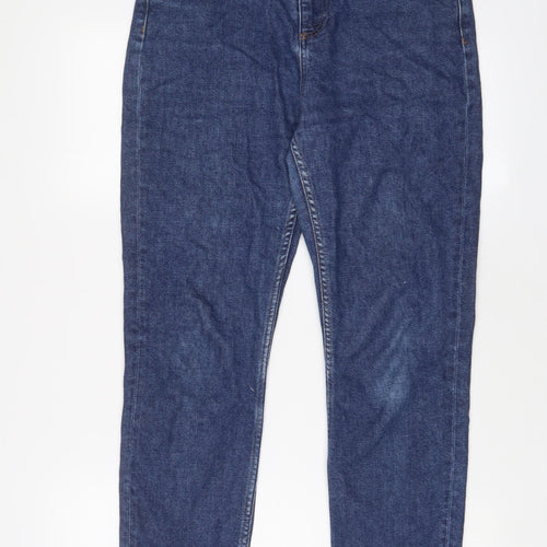 Topshop Womens Blue Cotton Straight Jeans Size 30 in L30 in Regular Zip
