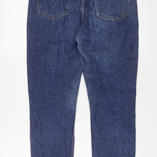 Topshop Womens Blue Cotton Straight Jeans Size 30 in L30 in Regular Zip