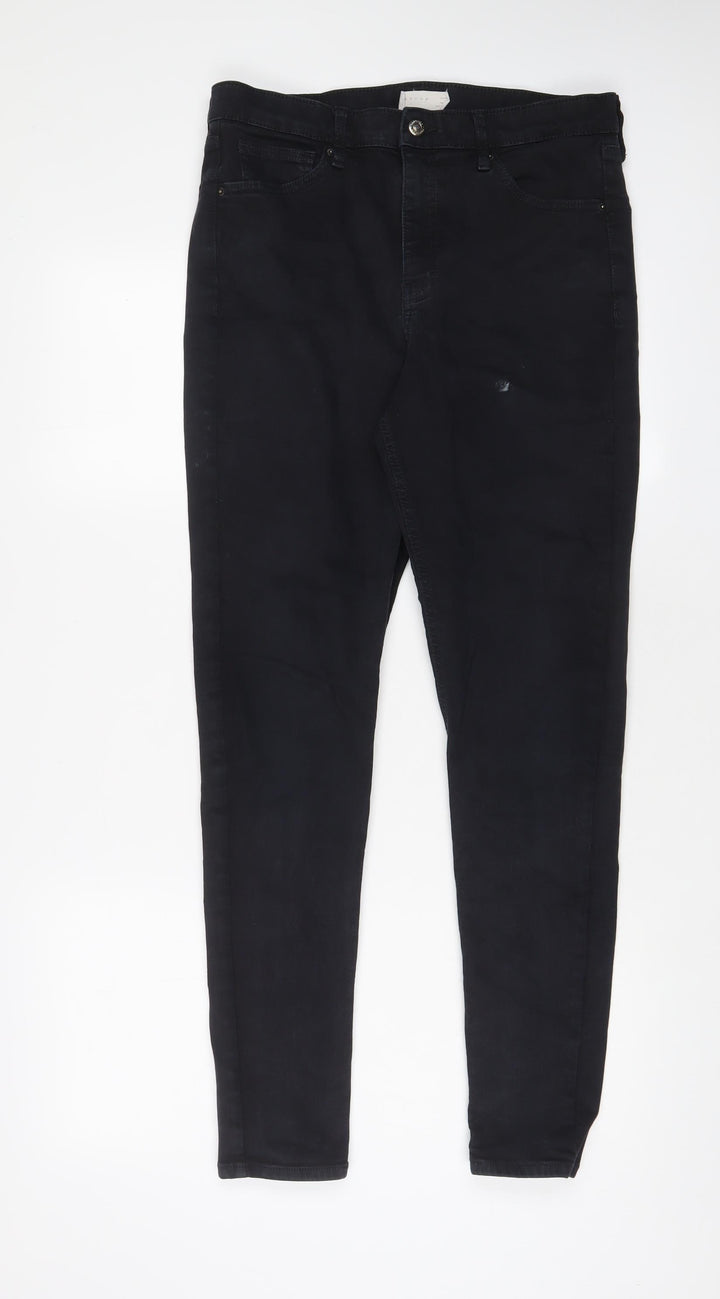 Topshop Womens Blue Cotton Skinny Jeans Size 32 in L34 in Regular Zip