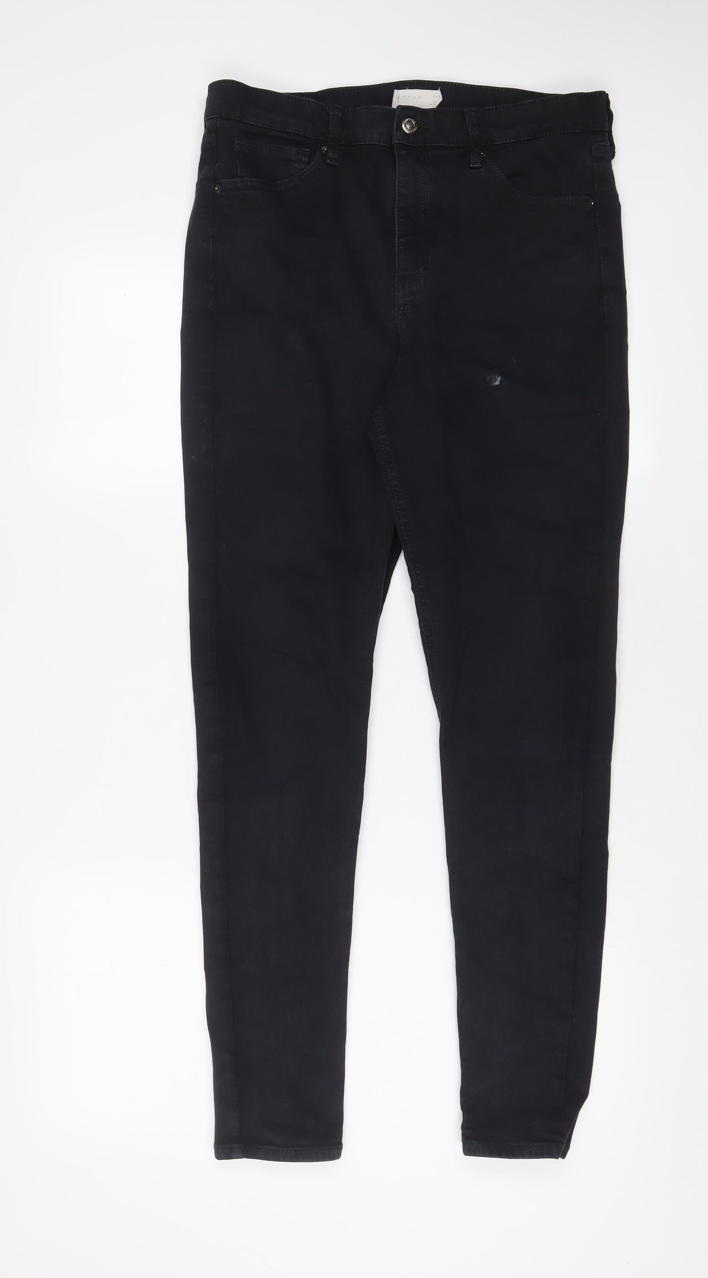 Topshop Womens Blue Cotton Skinny Jeans Size 32 in L34 in Regular Zip