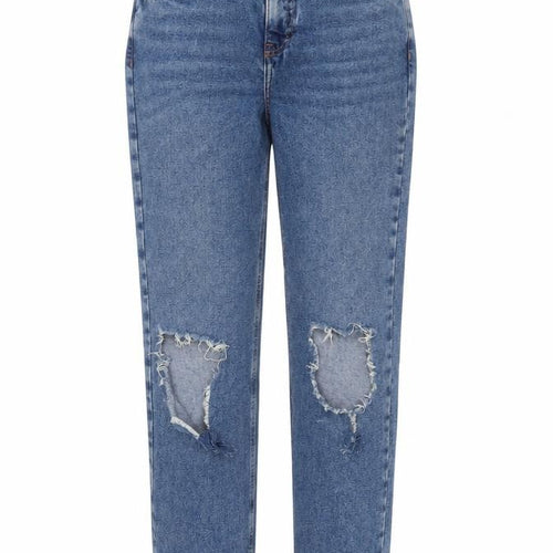 New Look Womens Blue Cotton Mom Jeans Size 8 L29 in Regular Zip