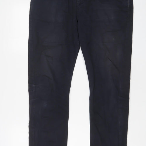 H&M Mens Blue Cotton Straight Jeans Size 33 in L31 in Slim Zip