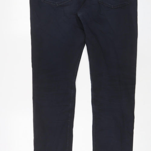 H&M Mens Blue Cotton Straight Jeans Size 33 in L31 in Slim Zip