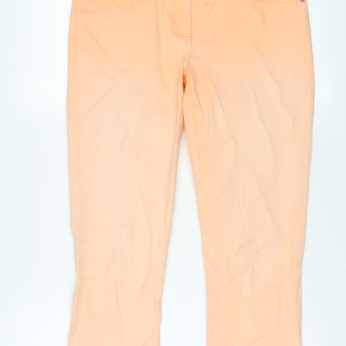 Debenhams Womens Orange Cotton Cropped Jeans Size 10 L22 in Regular Zip