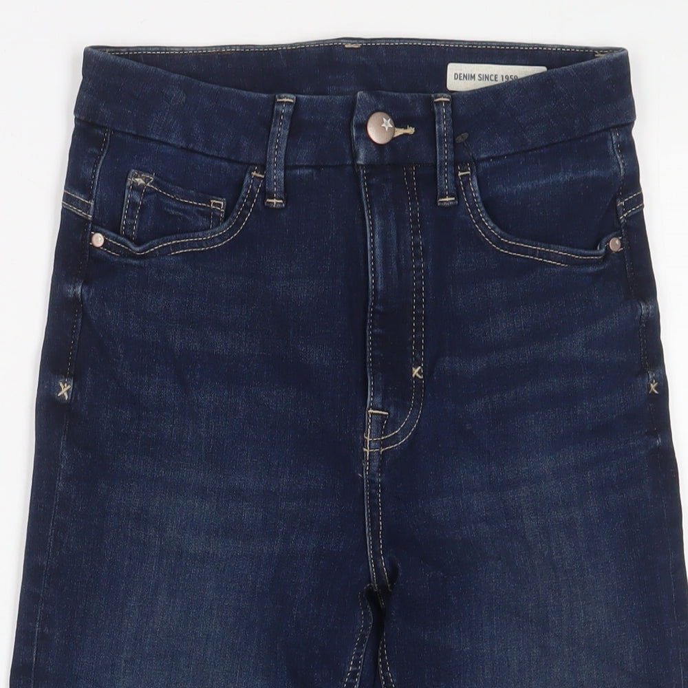 Denim & Co. Womens Blue Cotton Bermuda Shorts Size 6 L14 in Regular Zip