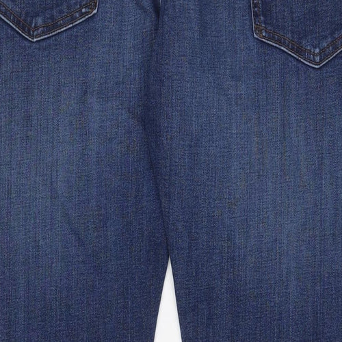 Marks and Spencer Mens Blue Cotton Straight Jeans Size 42 in L31 in Slim Zip