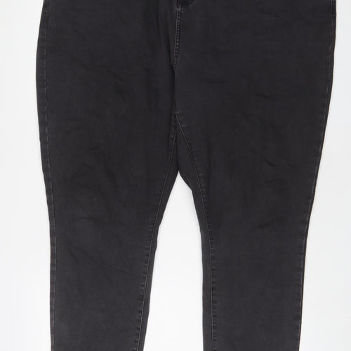 Evans Womens Grey Cotton Straight Jeans Size 26 L31 in Regular Zip