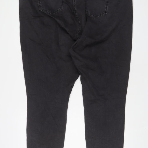 Evans Womens Grey Cotton Straight Jeans Size 26 L31 in Regular Zip
