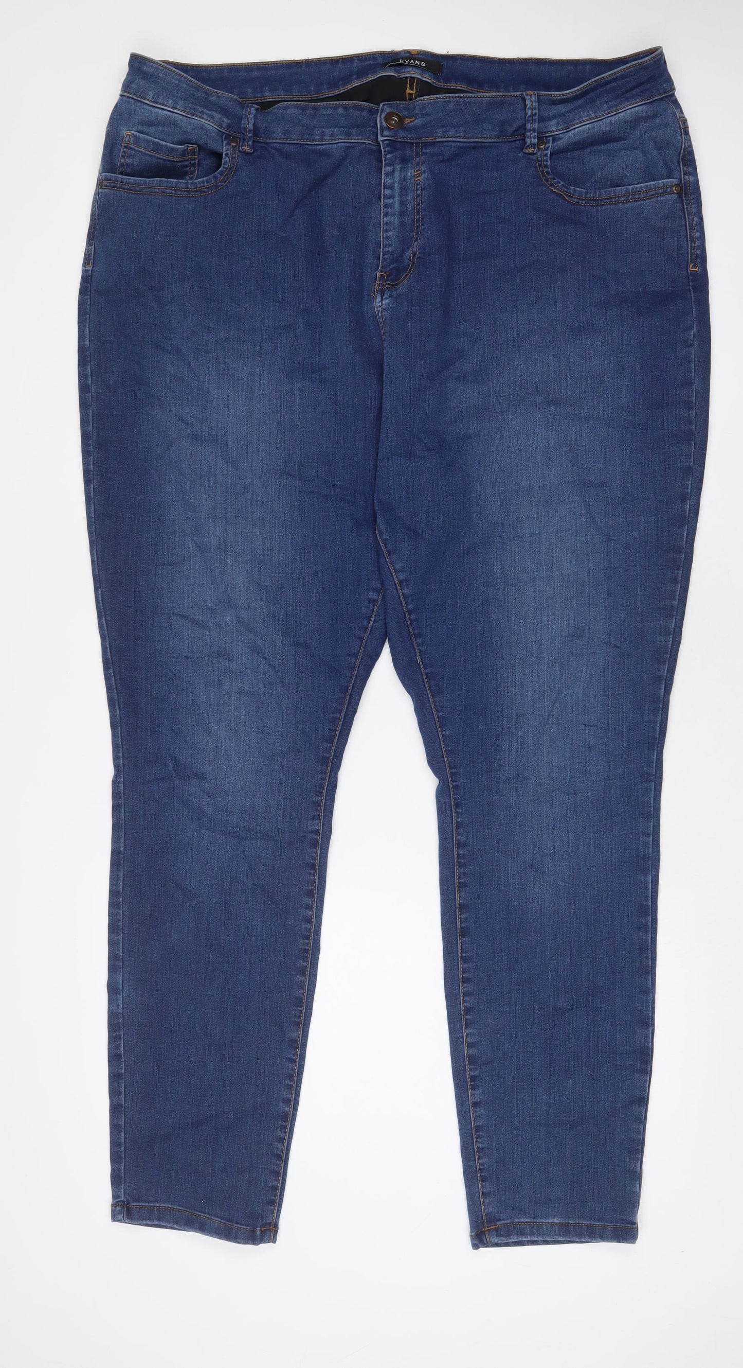 Evans Womens Blue Cotton Straight Jeans Size 26 L32 in Regular Zip