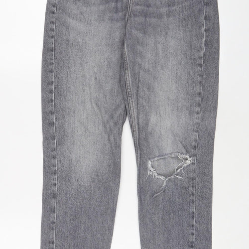 Topshop Womens Grey Cotton Mom Jeans Size 26 in L32 in Regular Zip