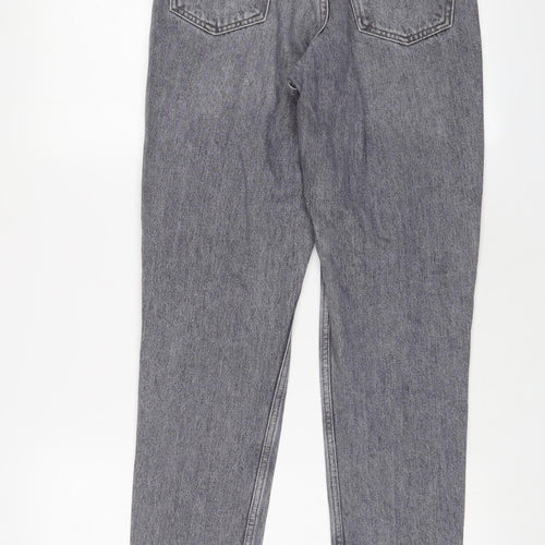Topshop Womens Grey Cotton Mom Jeans Size 26 in L32 in Regular Zip