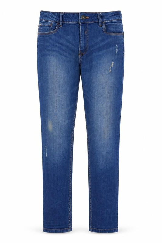 Matalan Girls Blue Cotton Straight Jeans Size 13 Years L27 in Regular Zip - Adjustable waist