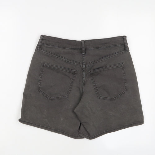 Uniqlo Womens Grey Cotton Basic Shorts Size 24 in L7 in Regular Zip