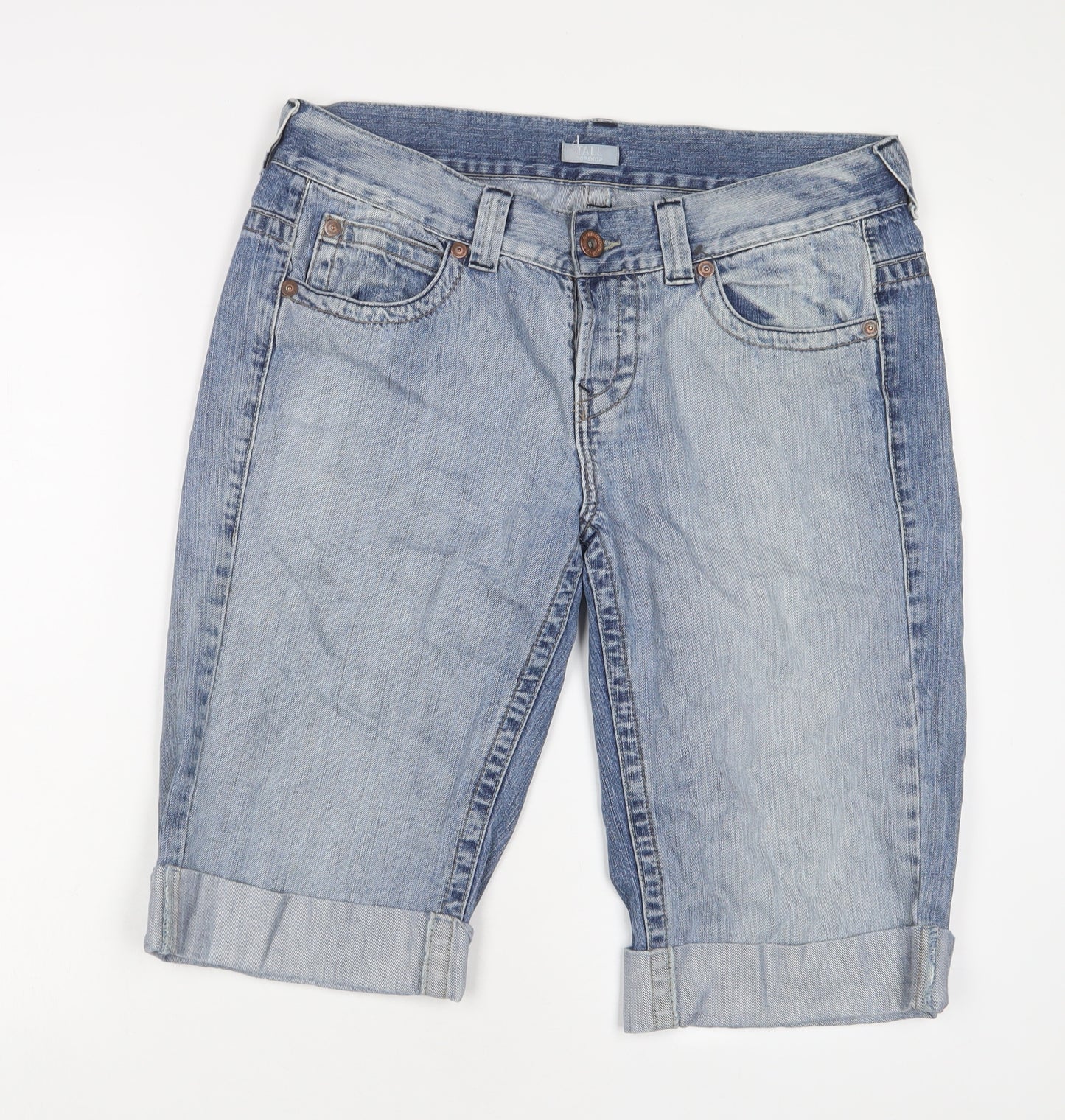 Topshop Mens Blue Cotton Bermuda Shorts Size 36 in L15 in Regular Button - Tall