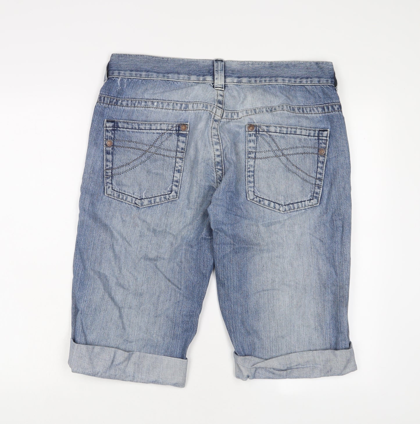 Topshop Mens Blue Cotton Bermuda Shorts Size 36 in L15 in Regular Button - Tall