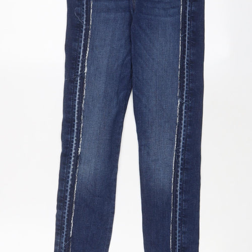 7 For All Mankind Womens Blue Cotton Skinny Jeans Size 23 in L28 in Regular Zip