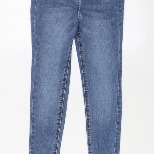George Girls Blue Cotton Skinny Jeans Size 8-9 Years L22 in Regular Zip - Adjustable waist