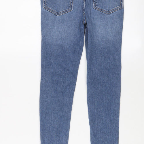 George Girls Blue Cotton Skinny Jeans Size 8-9 Years L22 in Regular Zip - Adjustable waist