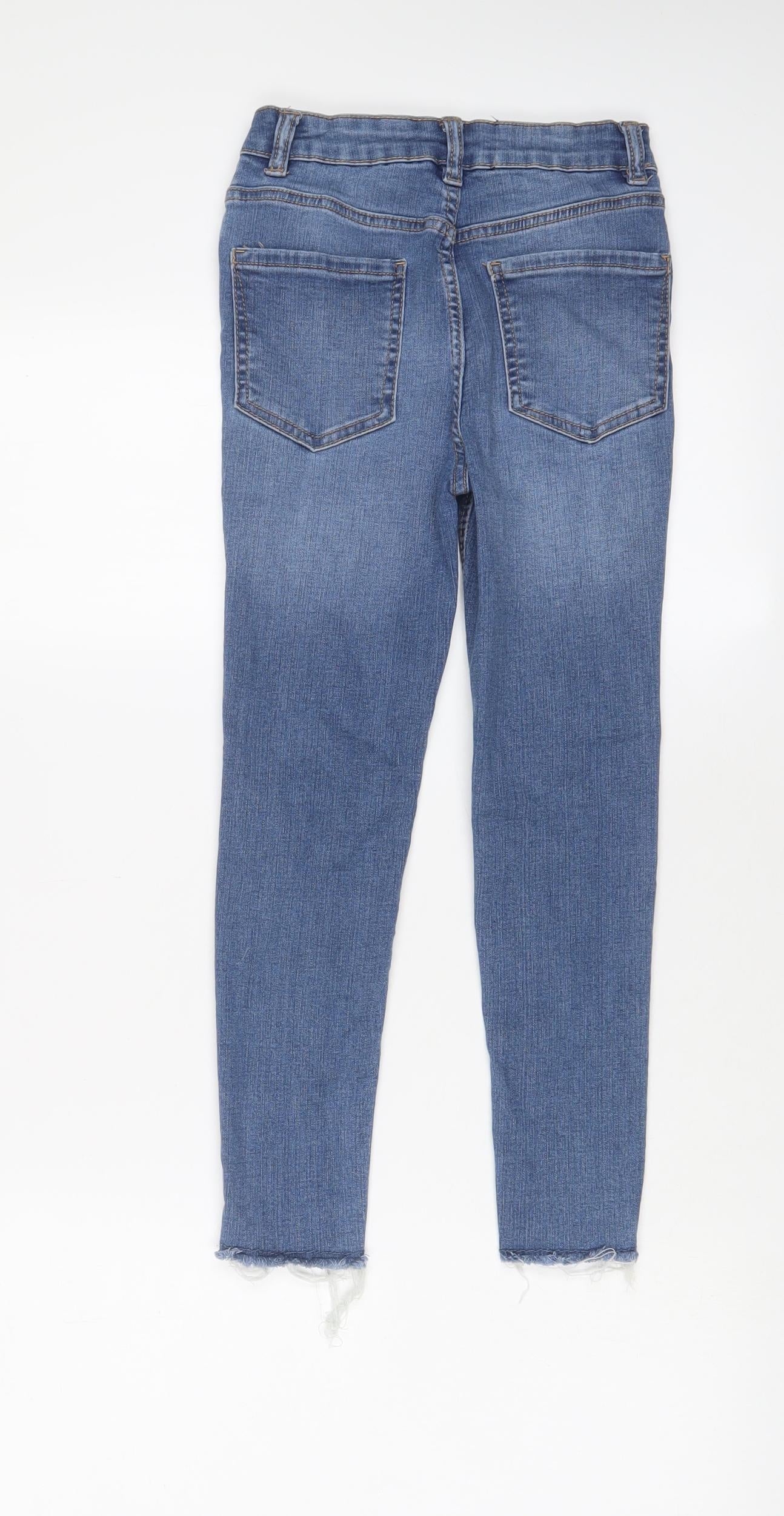 George Girls Blue Cotton Skinny Jeans Size 8-9 Years L22 in Regular Zip - Adjustable waist