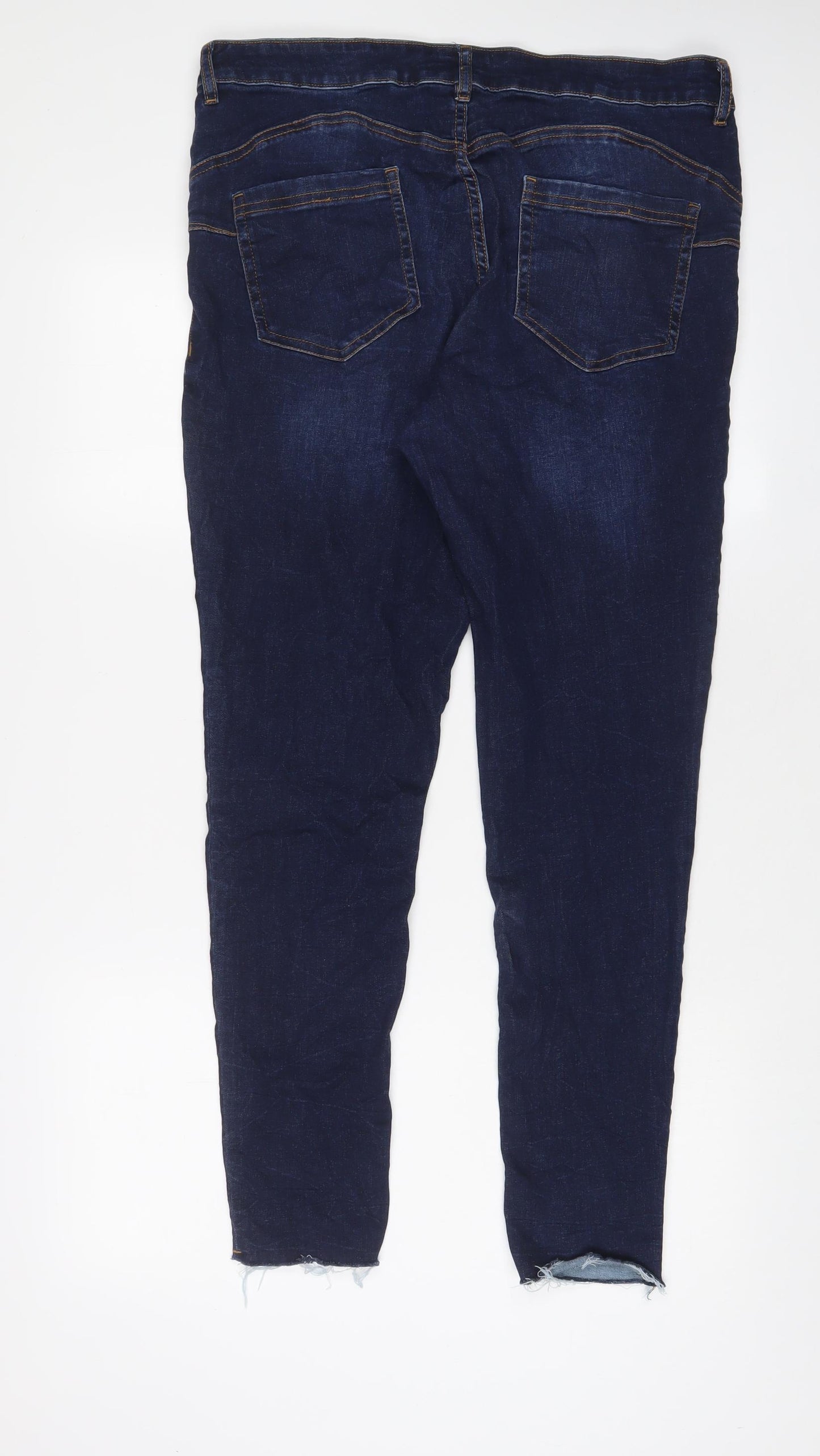 F&F Womens Blue Cotton Skinny Jeans Size 18 L30 in Regular Zip