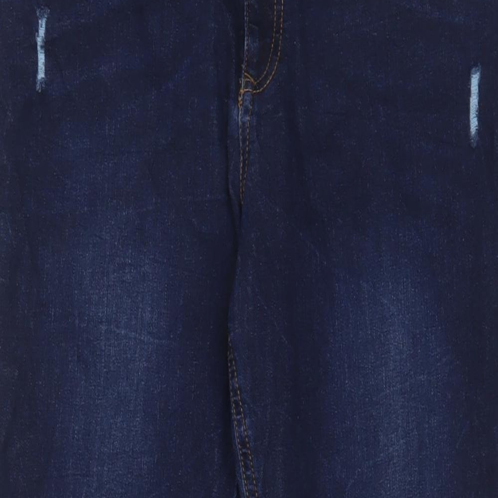 F&F Womens Blue Cotton Skinny Jeans Size 18 L30 in Regular Zip