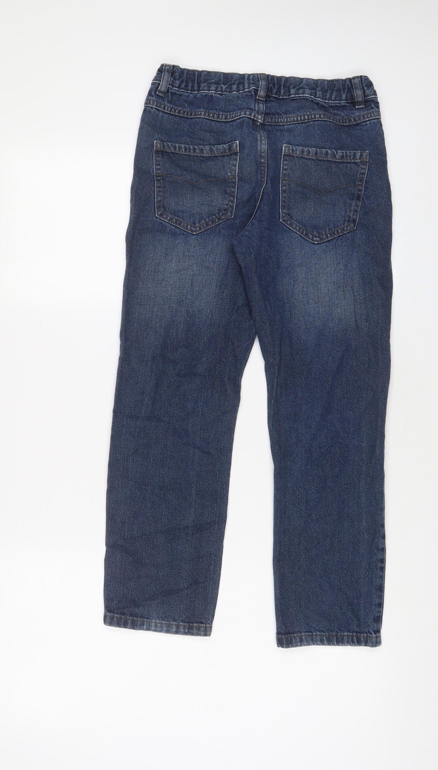 F&F Girls Blue Cotton Straight Jeans Size 10-11 Years L25 in Regular Zip - Adjustable waist