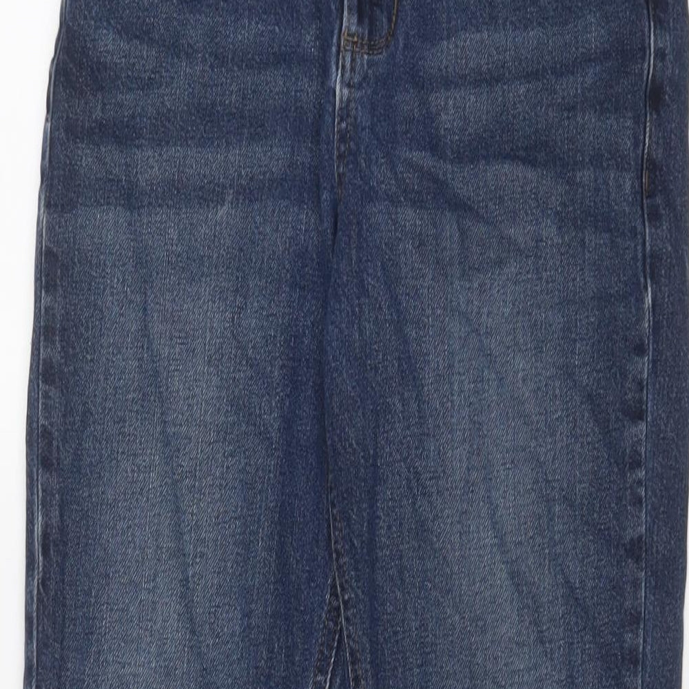 F&F Girls Blue Cotton Straight Jeans Size 10-11 Years L25 in Regular Zip - Adjustable waist