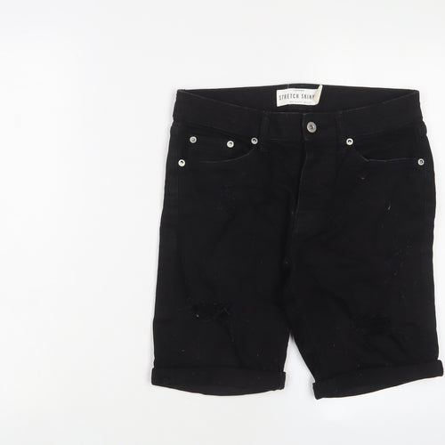 Topman Mens Black Cotton Bermuda Shorts Size 30 in L8 in Regular Button